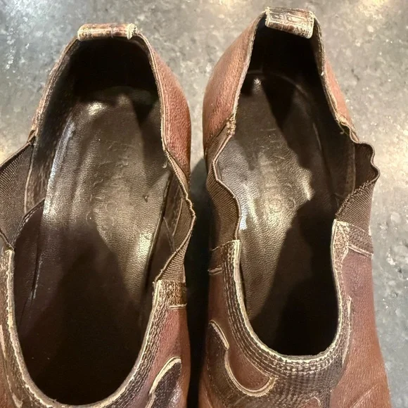 Franco Sarto Brown Leather Ankle Booties w/Intricate Stitching - Women Size 7.5 - Picture 4 of 9